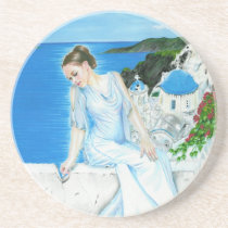 Santorini greek island beauty Coaster coasters