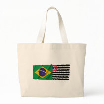São Paulo & Brazil Waving Flags Canvas Bags