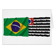 São Paulo & Brazil Waving Flags Card