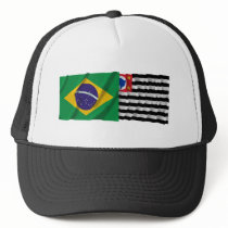 São Paulo & Brazil Waving Flags Trucker Hat