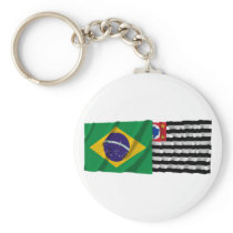 São Paulo & Brazil Waving Flags Keychains