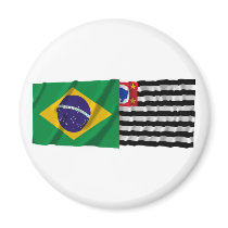 São Paulo & Brazil Waving Flags Refrigerator Magnet