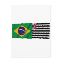 São Paulo & Brazil Waving Flags Postcards