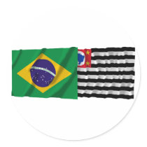 São Paulo & Brazil Waving Flags Sticker