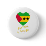Sao Tome &amp; Principe Flag Heart Pinback Buttons