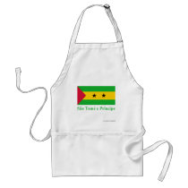 Sao Tome & Principe Flag with Name in Portuguese aprons