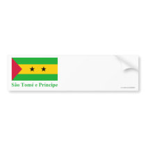 Sao Tome & Principe Flag with Name in Portuguese bumper stickers