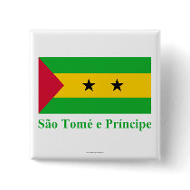 Sao Tome & Principe Flag with Name in Portuguese Pin