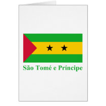 Sao Tome & Principe Flag with Name in Portuguese Greeting Cards