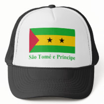 Sao Tome & Principe Flag with Name in Portuguese Hat