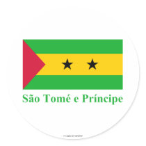 Sao Tome & Principe Flag with Name in Portuguese stickers