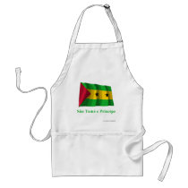 Sao Tome & Principe Waving Flag with Name in Portu aprons