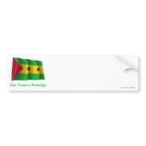 Sao Tome & Principe Waving Flag with Name in Portu bumper stickers
