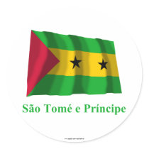 Sao Tome & Principe Waving Flag with Name in Portu stickers