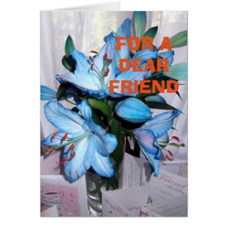 Saphire Blue Lily Blank greeting card