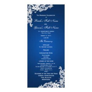 Sapphire and Lace Wedding Program Customized Rack Card
