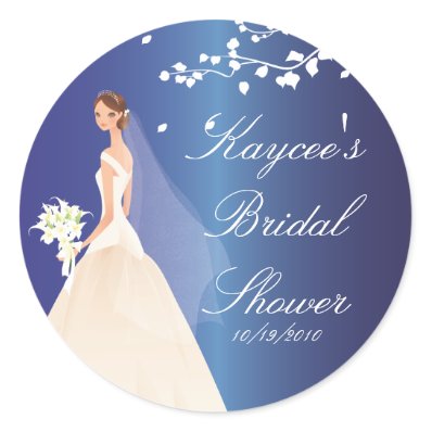 Sapphire Blue Bride Bridal Shower Sticker