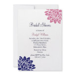 Sapphire Blue Lotus Flower Bridal Shower Personalized Invitations