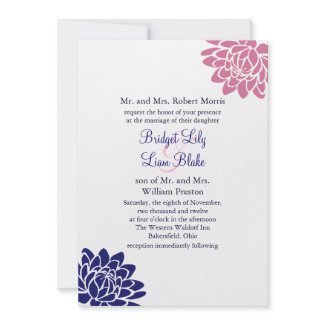 Sapphire Blue Lotus Flower Wedding Invitation 2 invitation