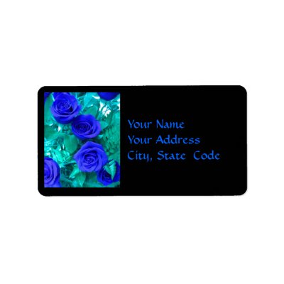 Sapphire Blue Roses Address label