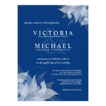 Sapphire Blue & White Floral Wedding Invitations