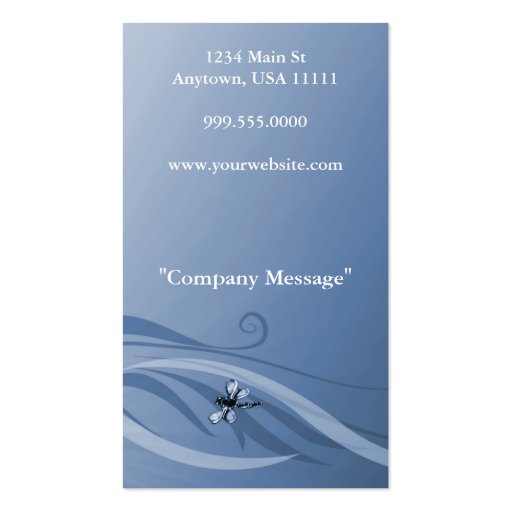Sapphire Dragonflies Business Card (back side)
