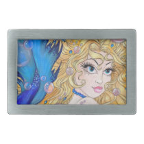 "Sapphire Mermaid" fantasy art BELT BUCKLE belt buckles