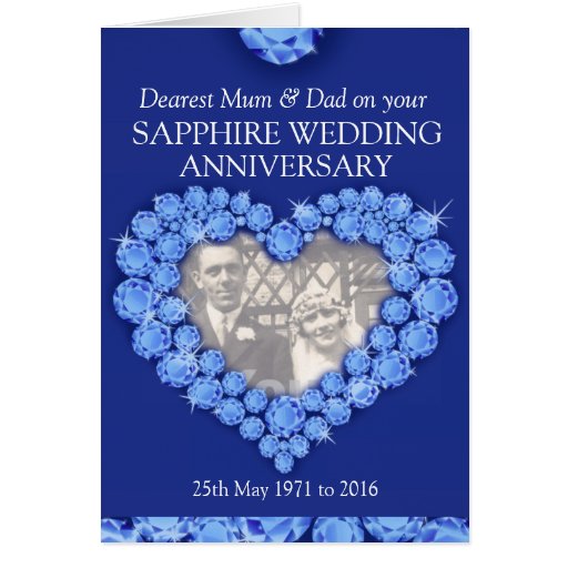 Sapphire wedding anniversary parents photo card