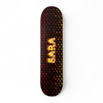 Sara skateboard fire and flames design.