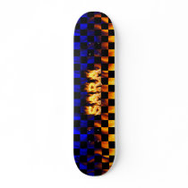 Sara skateboard fire and flames design.