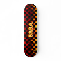 Sara skateboard fire and flames design.