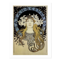 Sarah Bernhardt by Alphonse Mucha Post Card
