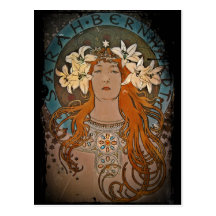 Sarah Bernhardt with White Lilies Postcards