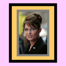 Sarah Palin; framed yellow and black Posters