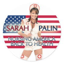 Sarah Palin-Nursing America Back To Health Sticker by monkeyclown Sarah Palin-Nursing America Back To Health Sticker