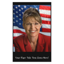 Sarah Palin Picture with Waving Flag Personalized Flyer