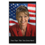 Sarah Palin Picture with Waving Flag Personalized Flyer