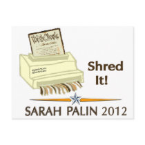 Sarah Palin SHRED THE CONSTITUTION postcards by 2GIOSdotCOM Sarah Palin SHRED THE CONSTITUTION postcards