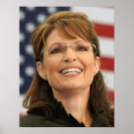 Sarah Palin Smiling with Flag posters