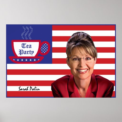 Sarah Palin & The Tea Party Flag Print