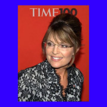 Sarah Palin TIME100 on red background posters