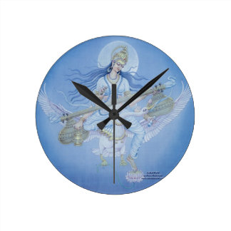 Saraswati Hindu Godess of Learning Round Wall Clocks