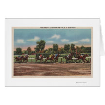 Saratoga Springs, NY - Horse Race Track Scene Card