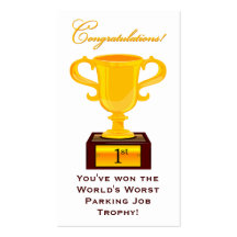 Sarcastic Parking Trophy Business Card