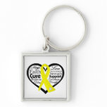 Sarcoma Cancer Heart Ribbon Collage Key Chain