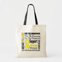Sarcoma Cancer I Wear Yellow Ribbon TRIBUTE Bag