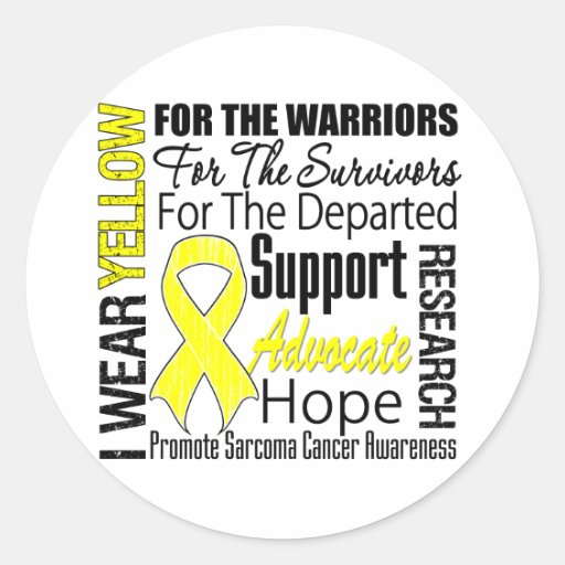 Sarcoma Cancer I Wear Yellow Ribbon TRIBUTE Stickers