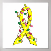 Sarcoma Christmas Lights Ribbon Posters