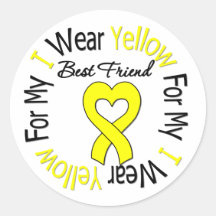 Sarcoma I Wear Yellow Ribbon For My Best Friend Round Stickers