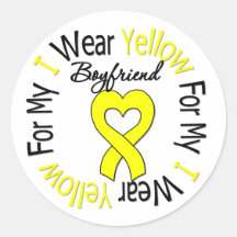 Sarcoma I Wear Yellow Ribbon For My Boyfriend Round Sticker